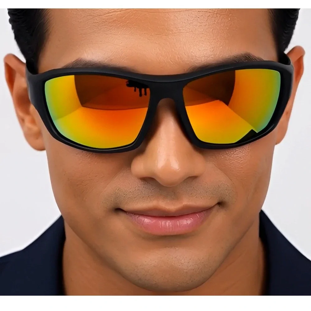 Sport Sunglasses Red Fire‎ Mirrored Lens Driving Fishing Cycling Golfing Men New
